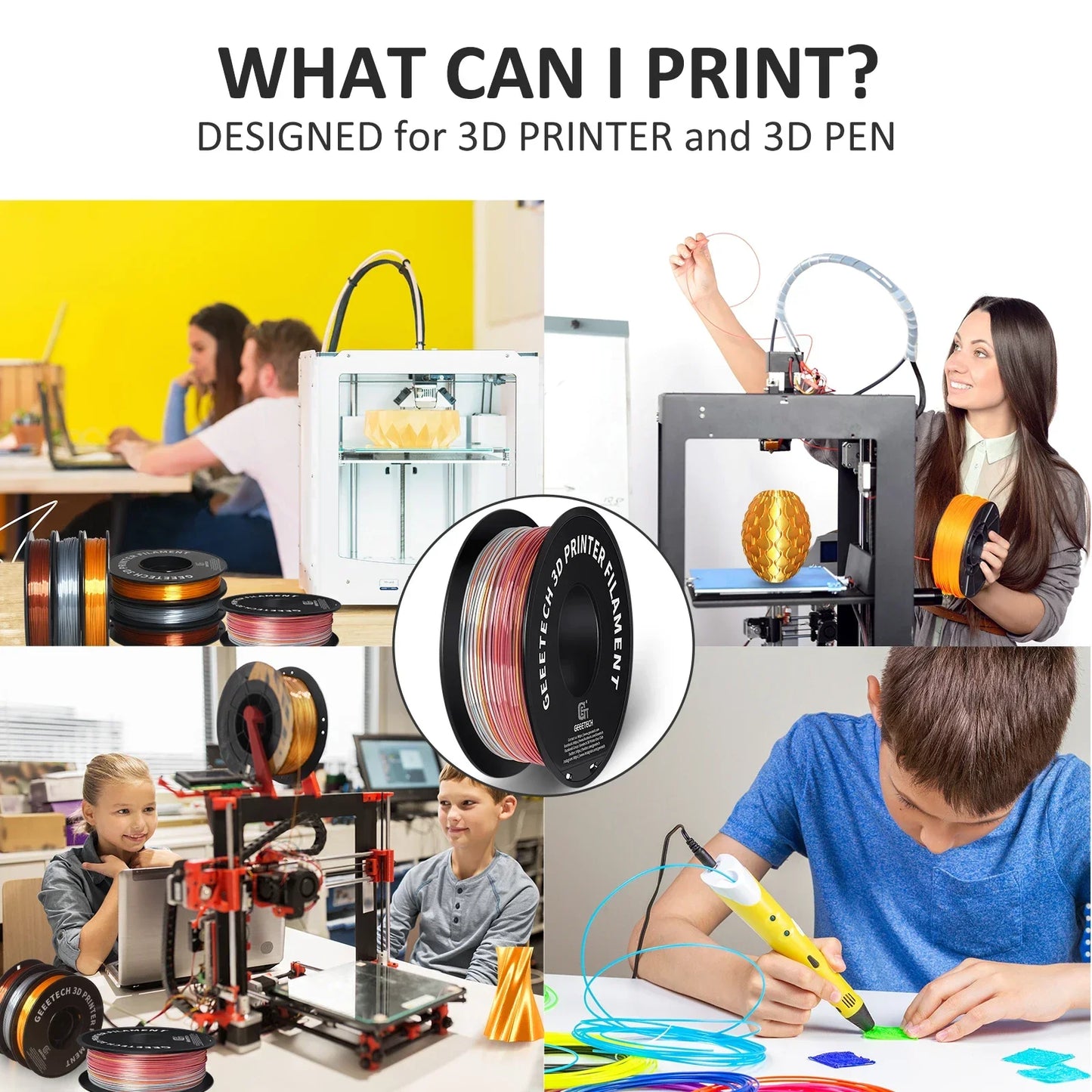 Filament PLA Standard Geeetech 1.75mm - 1kg - Haute Précision (±0.03mm) - Compatible Toutes Imprimantes FDM