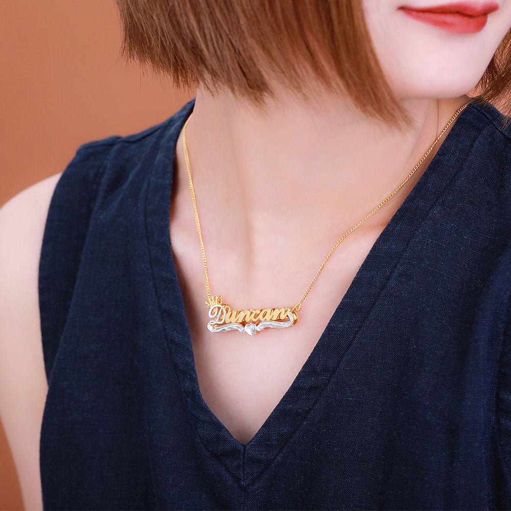 Collier Nom Personnalisé à Double Plaque en Or | Gravure Unique - Cadeau Élégant et Intemporel Necklace - KAWAII FAVIE
