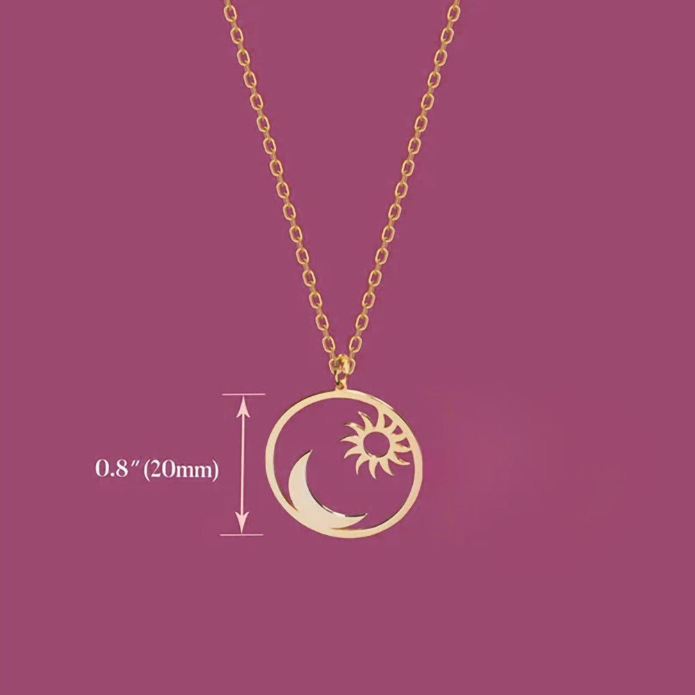Collier Soleil et Lune en Argent Sterling 925 | Pendentif Symbolique d'รquilibre & d'Harmonie - Cadeau d'Amour Necklace - KAWAII FAVIE