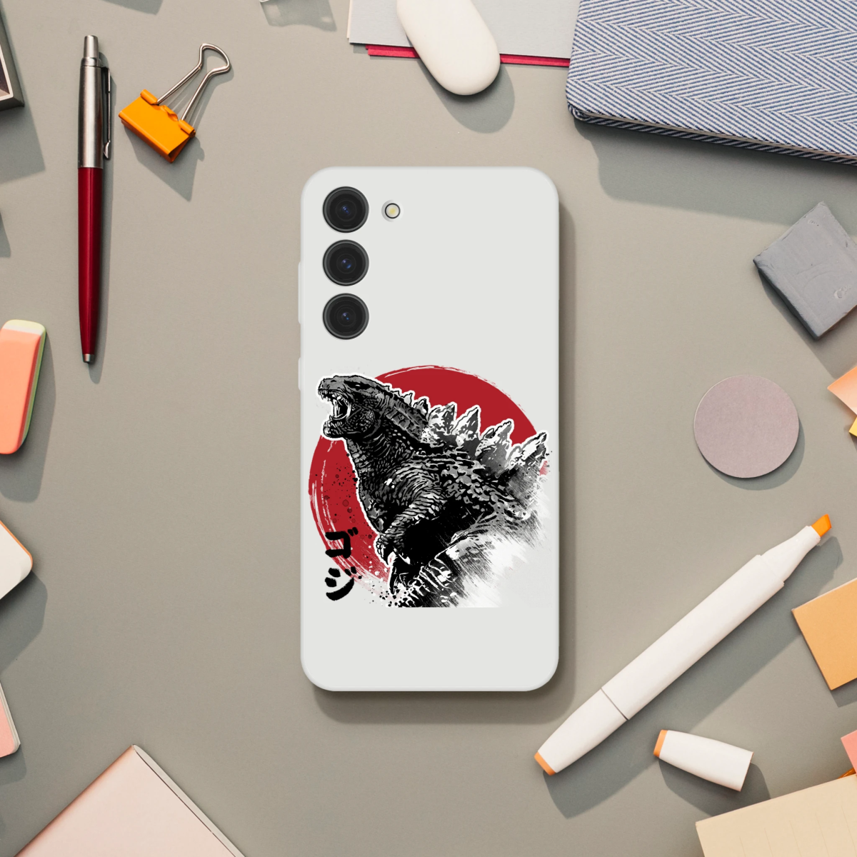 Coque Souple Flexi transparente | Estampe Originale Godzilla & Soleil Rouge | Pour Modèles Récents Coque - KAWAII FAVIE