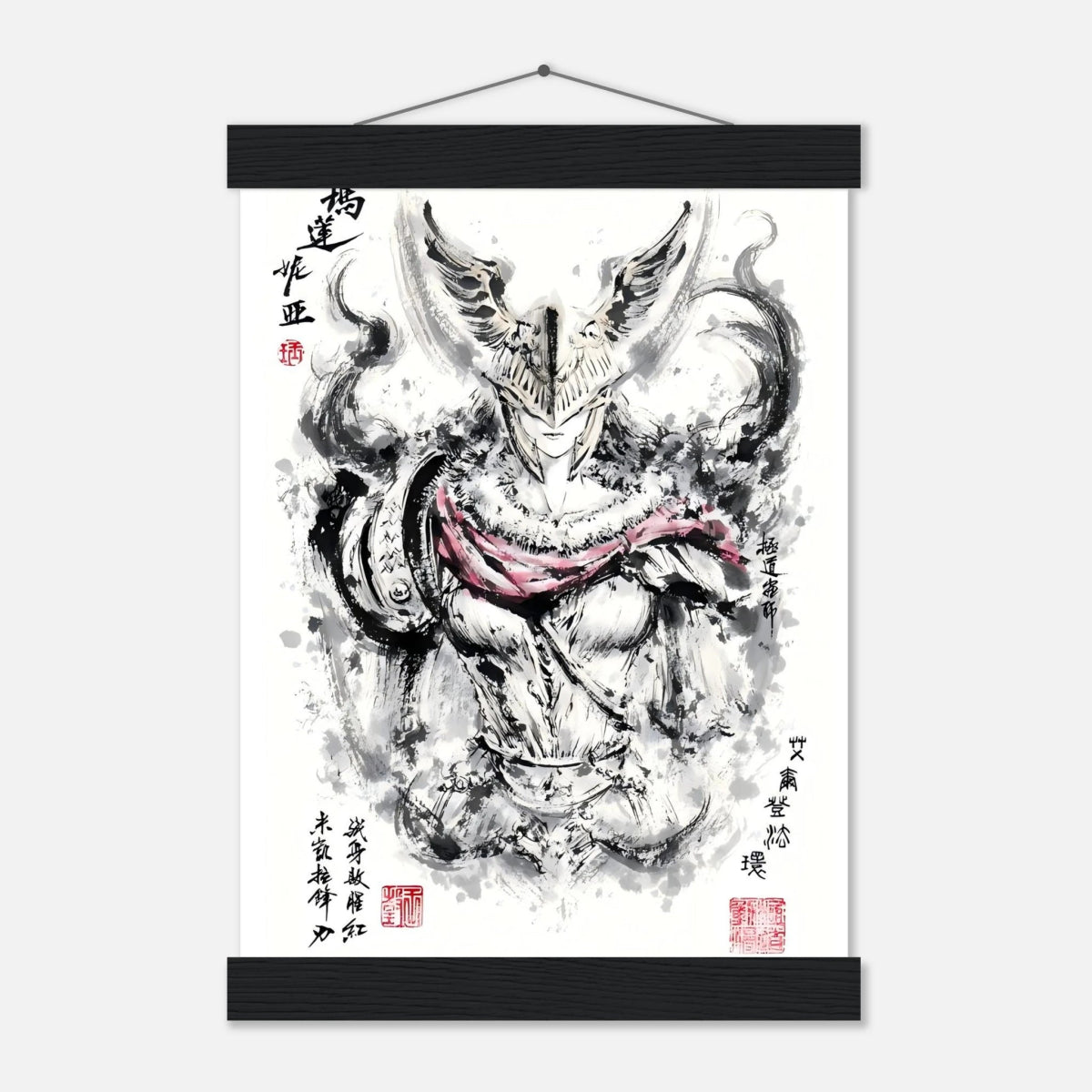 Malenia Sumi-e Poster - Elden Ring Art Avec Baguettes De Suspension POSTER CADRE- KAWAII FAVIE