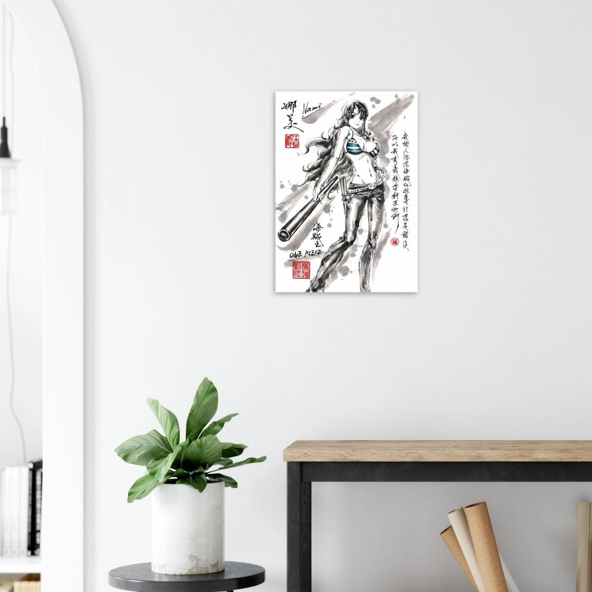 Nami Sumi-e Poster - Navigatrice One Piece Sorcery - Papier Mat POSTER CADRE- KAWAII FAVIE