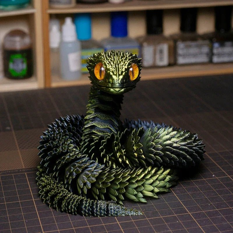 Serpent Articulé Tournant 30 cm | Modèle Animal Imprimé en 3D - Décoration Bureau & Cadeau Jouet 3D - KAWAII FAVIE