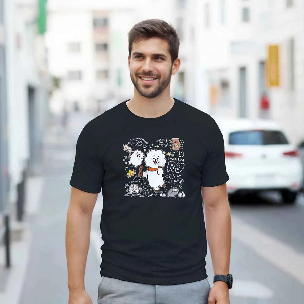 T-shirt BTS BT21 - SEOK-JIN et son Alpaga RJ | Design Détaillé « CUTIE BBOSIZK » - Style Fun K-Pop - Unisexe