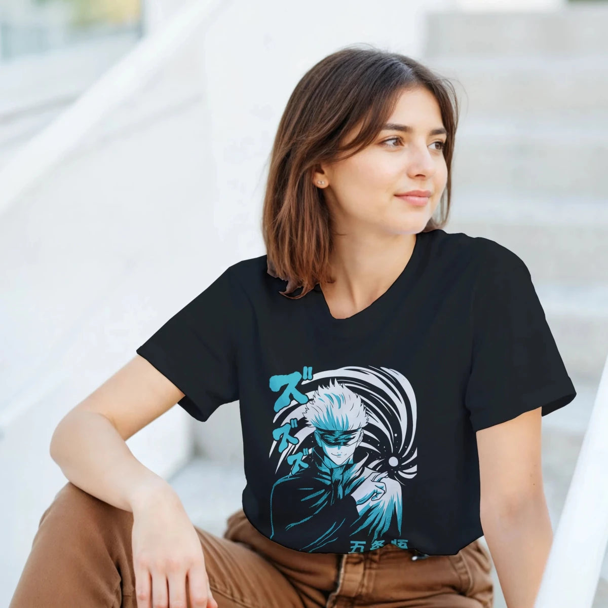 T-shirt « Combat Tactique » Gojo Satoru - Jujutsu Kaisen | Design Spirale Dynamique & Kanji Japonais T-shirt - KAWAII FAVIE