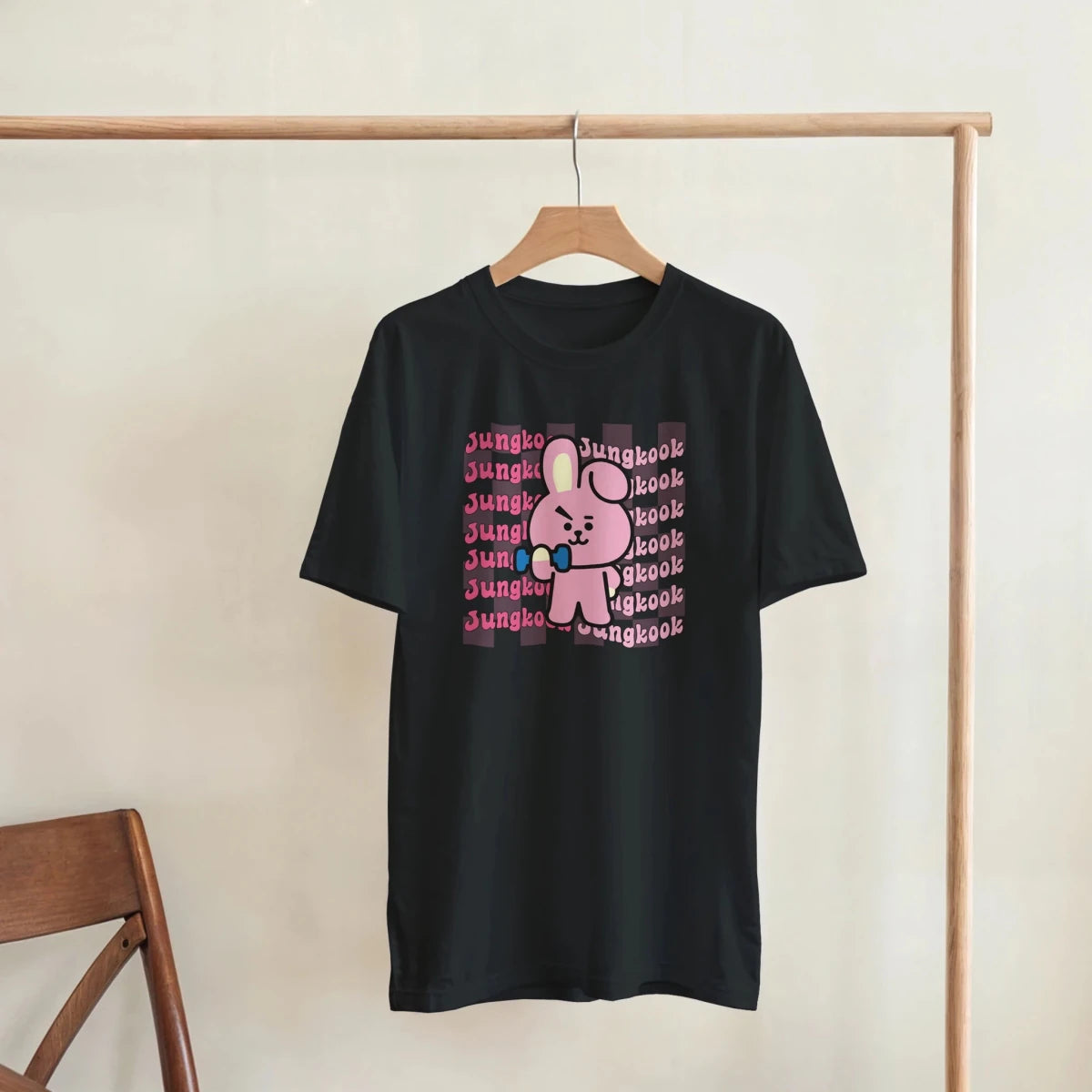 T-shirt Cooky BTS x Jungkook - Checkered K - Pop Fashion Tee for ARMY T-shirt - KAWAII FAVIE