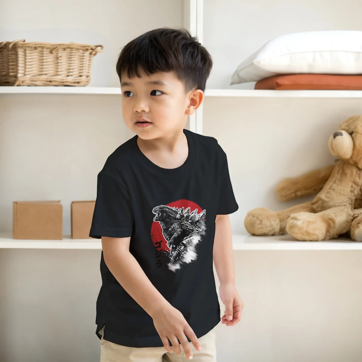 T-shirt Enfant à Col Rond | Godzilla - Estampe Japonaise Originale T-shirt - KAWAII FAVIE