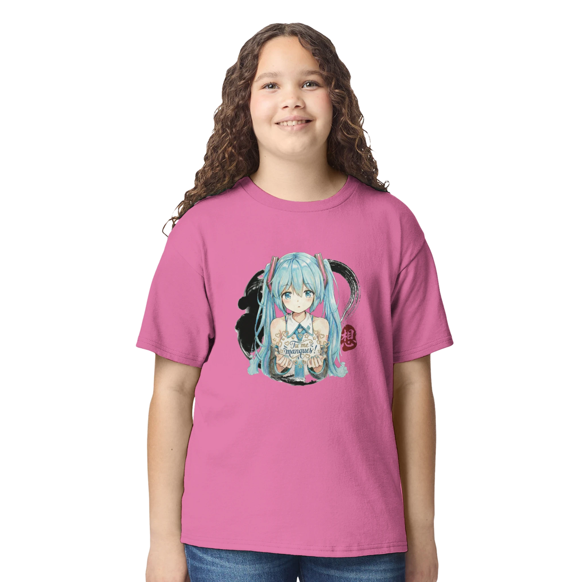 T-shirt Enfant à Col Rond | Hatsune Miku « Tu me manques ! » T-shirt - KAWAII FAVIE