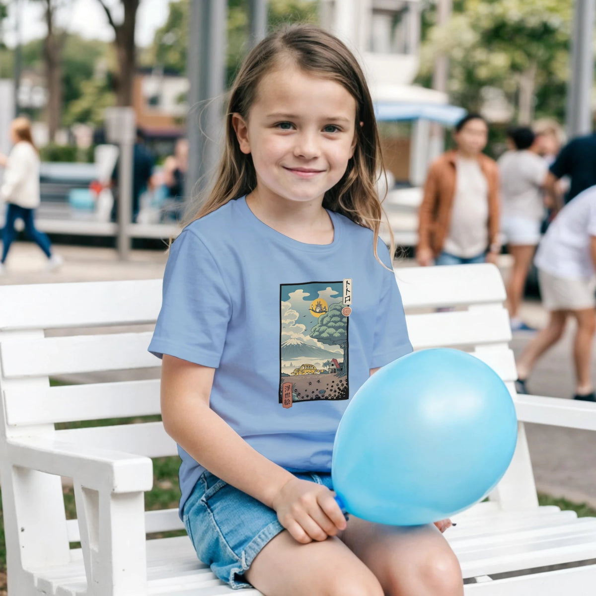 T-shirt Enfant à Col Rond | Totoro - Estampe Ukiyo - e Japonaise Exclusive T-shirt - KAWAII FAVIE