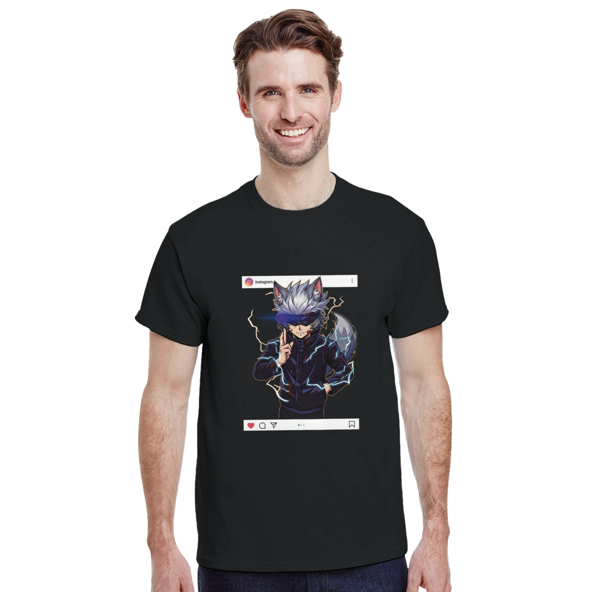 T-shirt Unisexe Coton Lourd | Ruka Cos Gojo (Jujutsu Kaisen) - Style Décontracté & Instagrammable T-shirt - KAWAII FAVIE