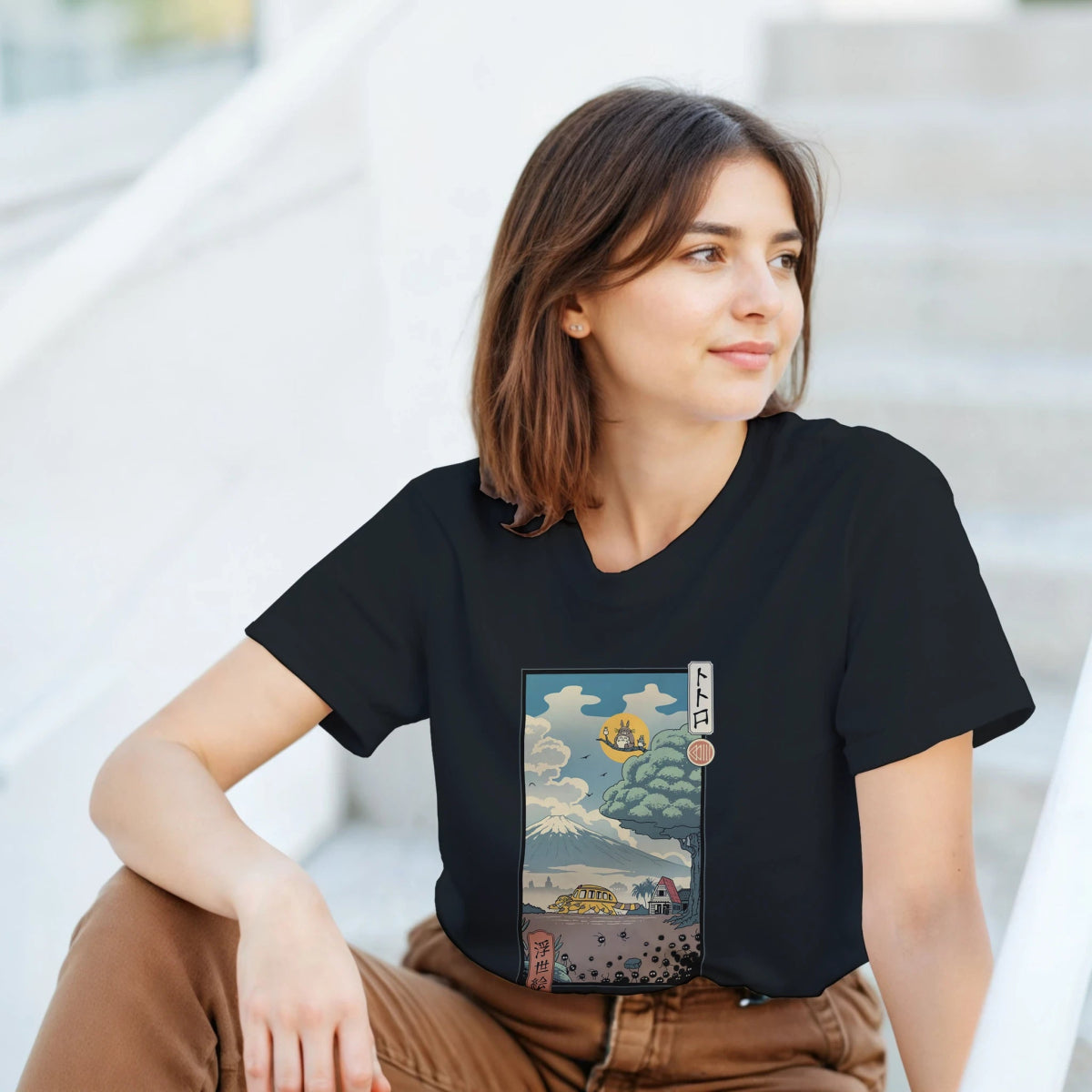 T-shirt Unisexe Coton Lourd | Totoro - Estampe Ukiyo - e Japonaise Exclusive T-shirt - KAWAII FAVIE