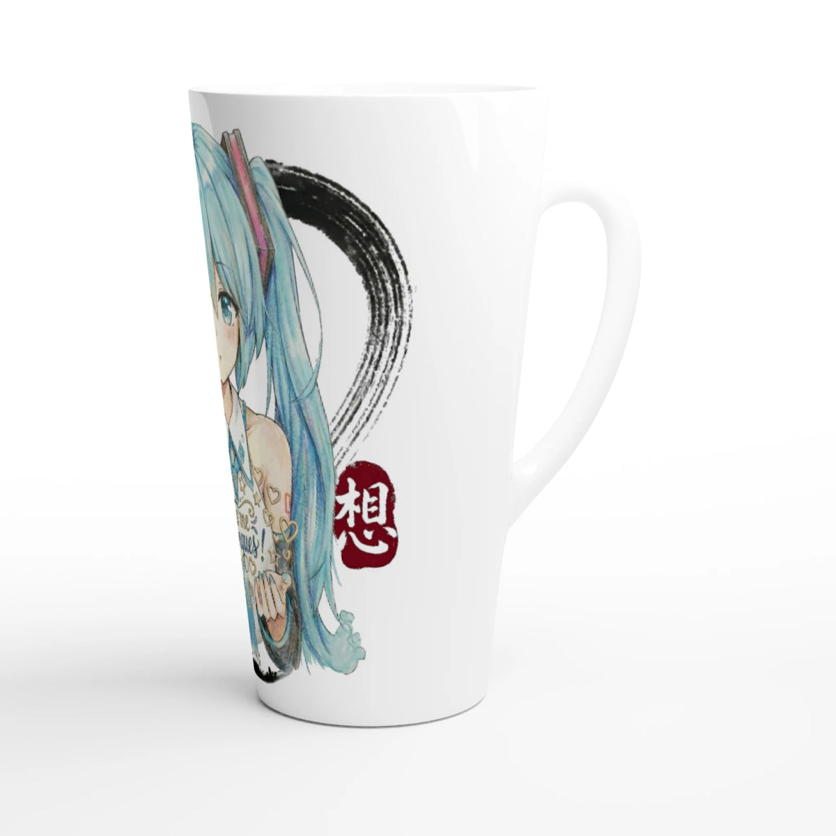 Tasse en Céramique Latte 17oz | Hatsune Miku « Tu me manques ! » - Blanche Brillante Tasse - KAWAII FAVIE