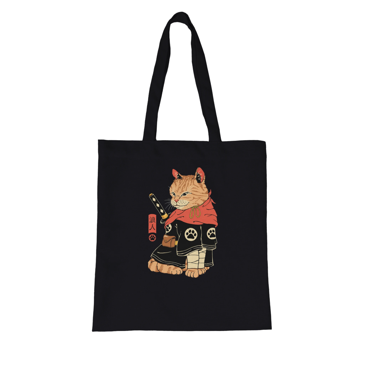 Tote Bag Biologique | Chat Samouraï en Kimono - Style Japonais Tote Bag - KAWAII FAVIE