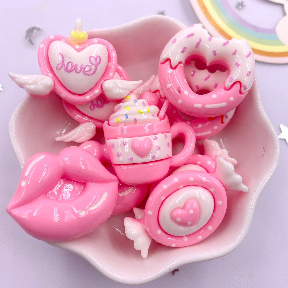 10 Accessoires en Résine Kawaii 3D | Cœurs, Donuts, Nœuds - DIY, Décoration, Cadeau KAWAHIP Charms - KAWAII FAVIE