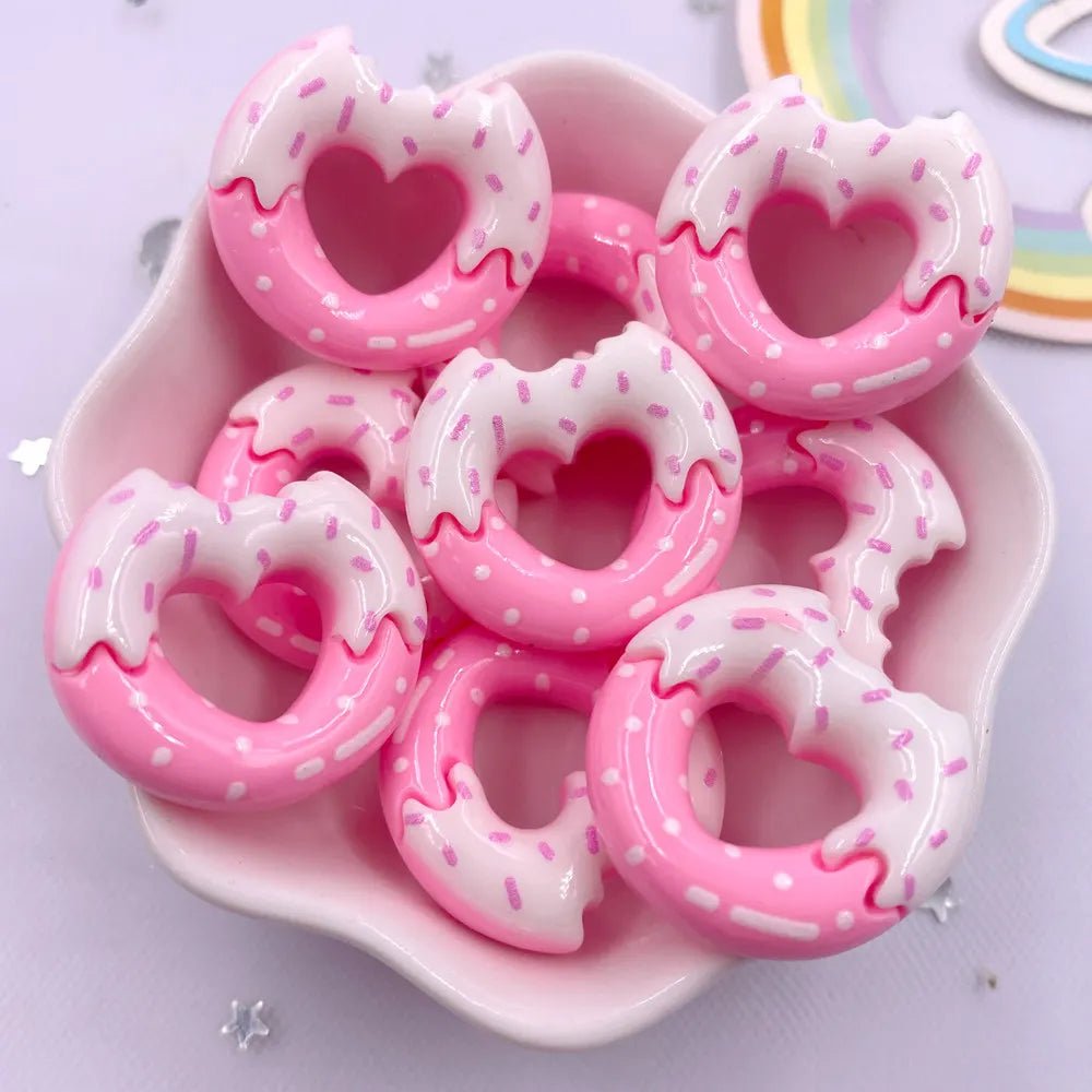 10 Accessoires en Résine Kawaii 3D | Cœurs, Donuts, Nœuds - DIY, Décoration, Cadeau KAWAHIP Charms - KAWAII FAVIE