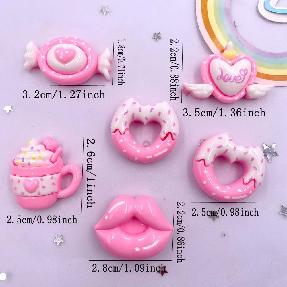 10 Accessoires en Résine Kawaii 3D | Cœurs, Donuts, Nœuds - DIY, Décoration, Cadeau KAWAHIP Charms - KAWAII FAVIE