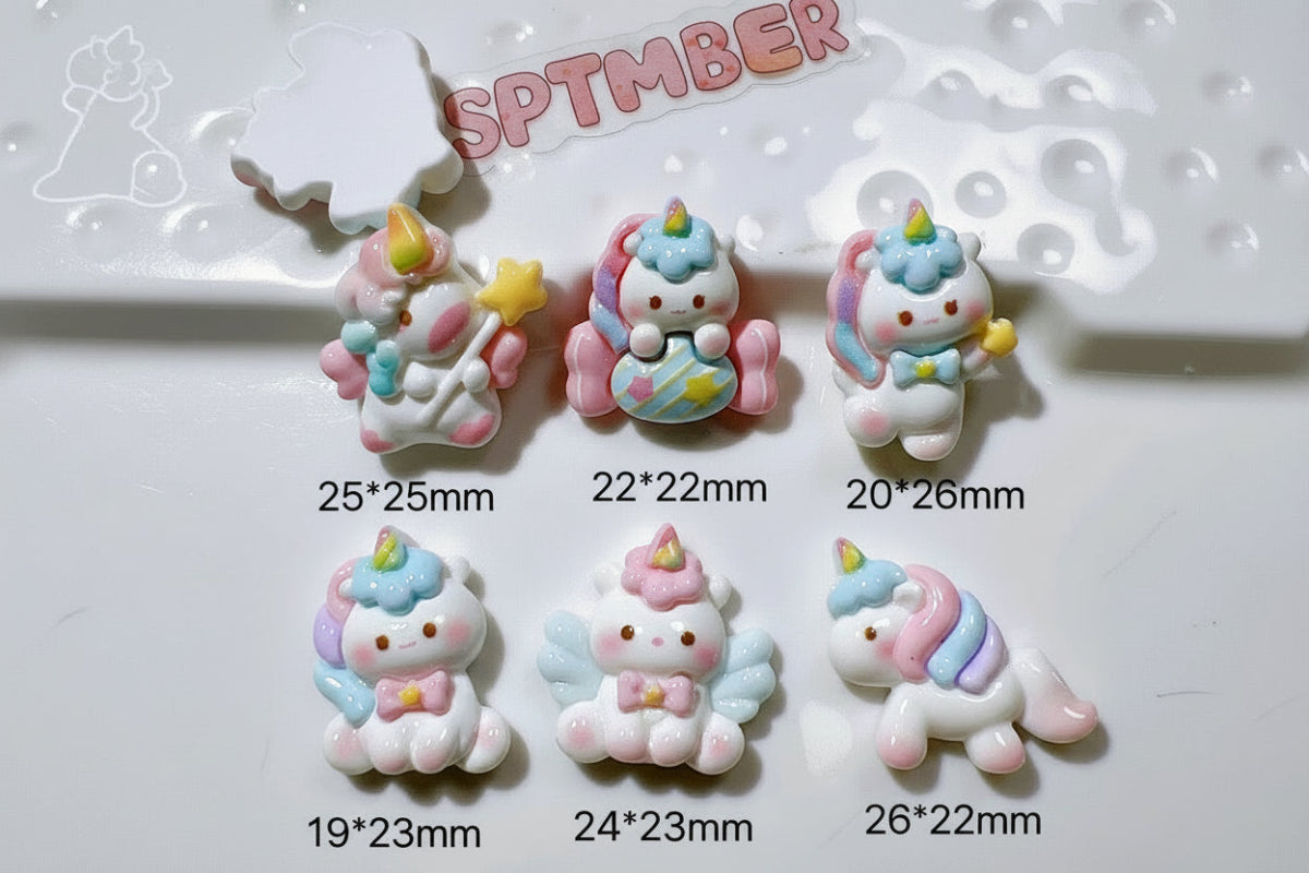 10 Accessoires en Résine Licorne | Cabochons Plats Arc - en - Ciel - DIY, Bijoux, Décoration Charms - KAWAII FAVIE