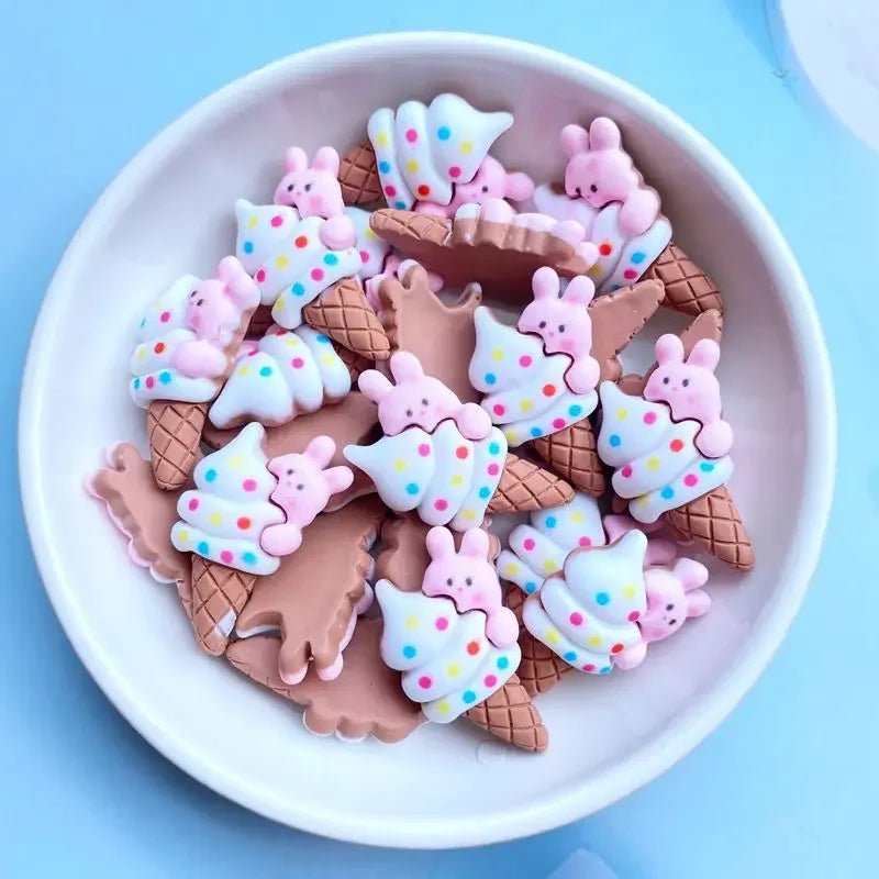 10 Mini Glaces Cartoon en Résine | Dos Plat pour Scrapbooking, DIY - Accessoires de Décoration KAWAHIP Charms - KAWAII FAVIE