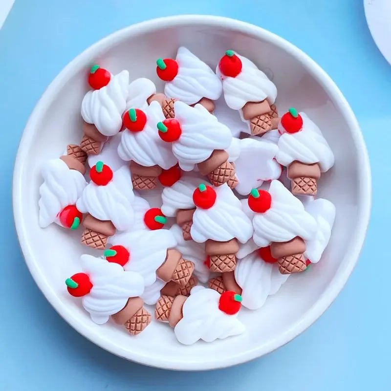 10 Mini Glaces Cartoon en Résine | Dos Plat pour Scrapbooking, DIY - Accessoires de Décoration KAWAHIP Charms - KAWAII FAVIE