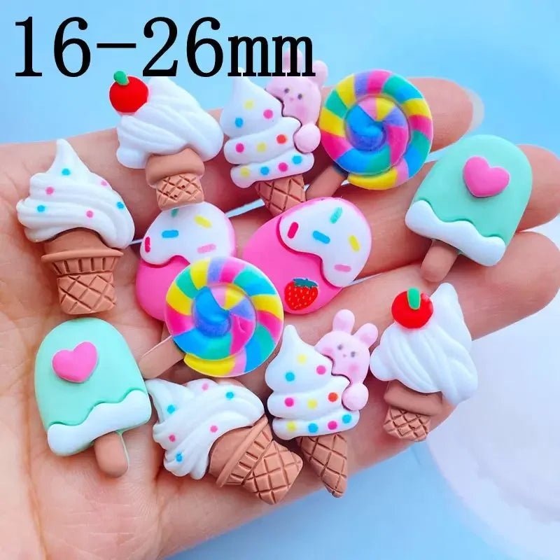 10 Mini Glaces Cartoon en Résine | Dos Plat pour Scrapbooking, DIY - Accessoires de Décoration KAWAHIP Charms - KAWAII FAVIE