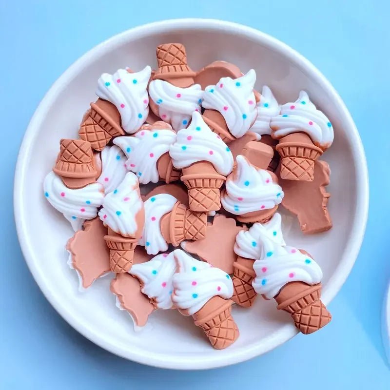 10 Mini Glaces Cartoon en Résine | Dos Plat pour Scrapbooking, DIY - Accessoires de Décoration KAWAHIP Charms - KAWAII FAVIE