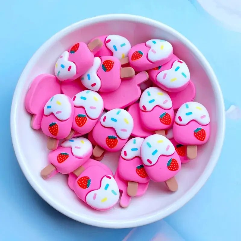 10 Mini Glaces Cartoon en Résine | Dos Plat pour Scrapbooking, DIY - Accessoires de Décoration KAWAHIP Charms - KAWAII FAVIE