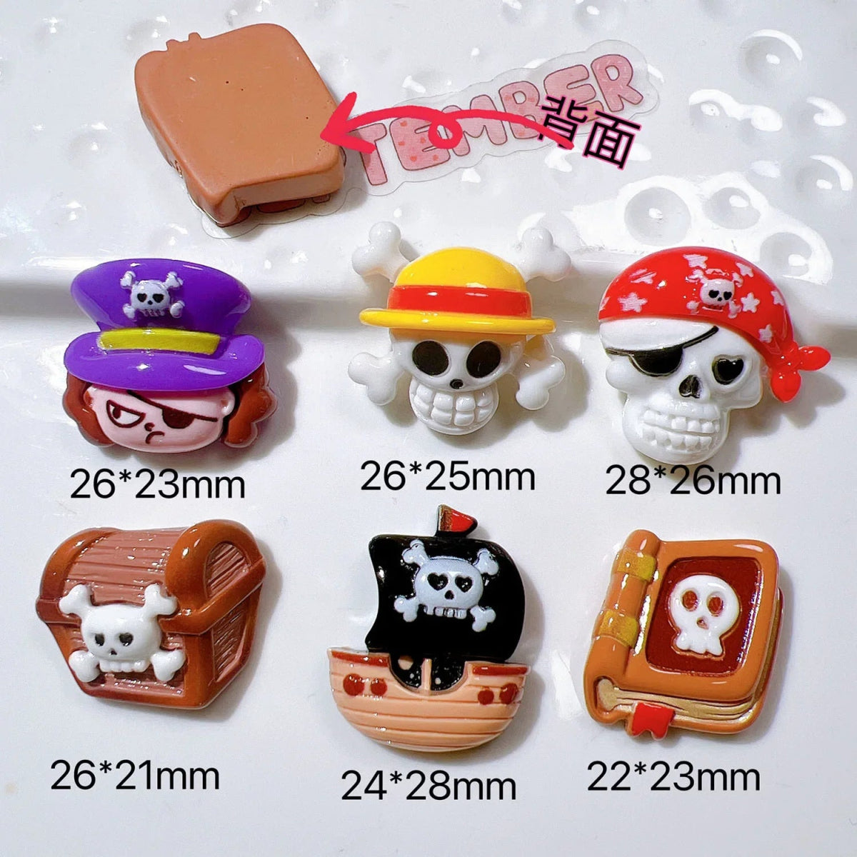10 Perles en Résine 3D Pirates & Crânes Cartoon | Dos Plat - DIY, Mariage, Halloween, Bijoux KAWAHIP Charms - KAWAII FAVIE
