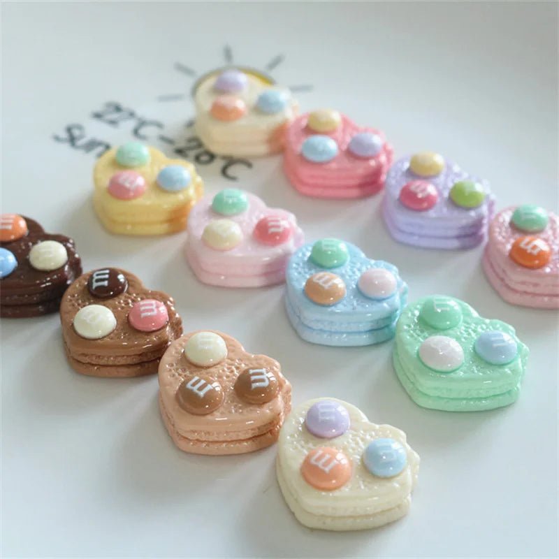 10 Pièces Cœurs en Résine Bonbon Arc - en - Ciel | Charms 3D pour DIY, Décoration Téléphone, Accessoires - KAWAHIP Charms - KAWAII FAVIE