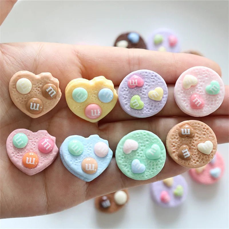 10 Pièces Cœurs en Résine Bonbon Arc - en - Ciel | Charms 3D pour DIY, Décoration Téléphone, Accessoires - KAWAHIP Charms - KAWAII FAVIE