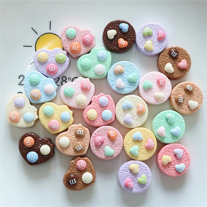 10 Pièces Cœurs en Résine Bonbon Arc - en - Ciel | Charms 3D pour DIY, Décoration Téléphone, Accessoires - KAWAHIP Charms - KAWAII FAVIE