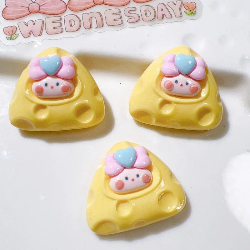 10 Pièces Mini Lapin Ours en Résine | Série Arc - en - Ciel Gâteau - Décorations à Dos Plat pour Manucure, Barrettes KAWAHIP Charms - KAWAII FAVIE