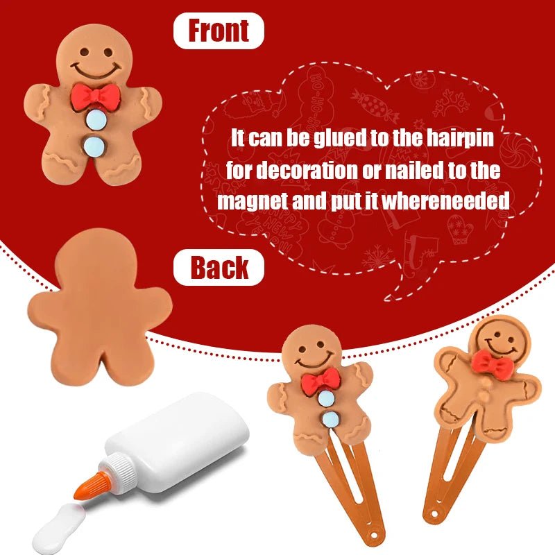 10/30 Mini Ornements Bonhomme en Pain d'Épices en Résine | Décoration de Noël, Cabochon Dos Plat - DIY, Scrapbook, Bijoux Charms - KAWAII FAVIE