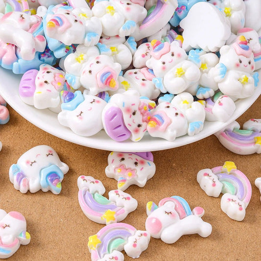 15 pcs Cabochons Licorne Arc - en - Ciel Résine | Mix de Couleurs - DIY, Décoration, Cadeau Créatif Charms - KAWAII FAVIE