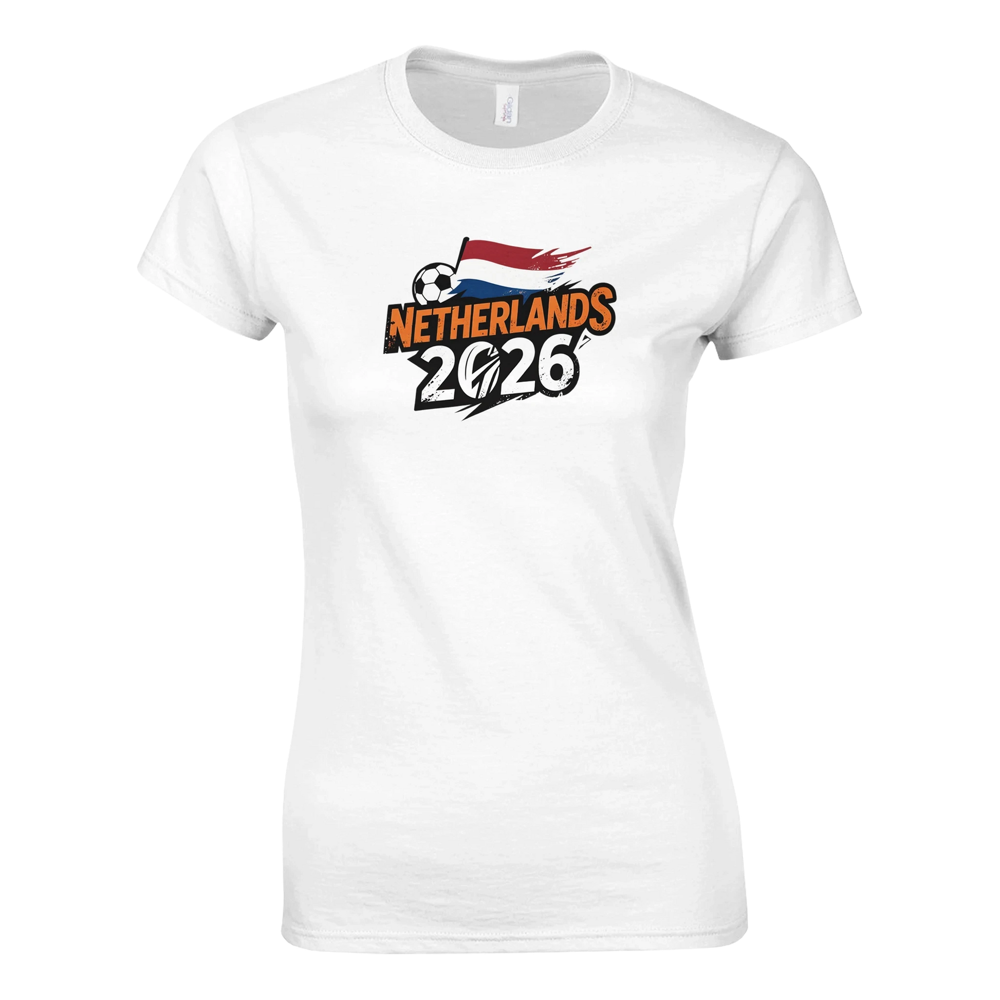 T-shirt Pays-Bas 2026 - Design Football Coupe du Monde | Maillot Supporters Sélection Nationale Femme Style Grunge