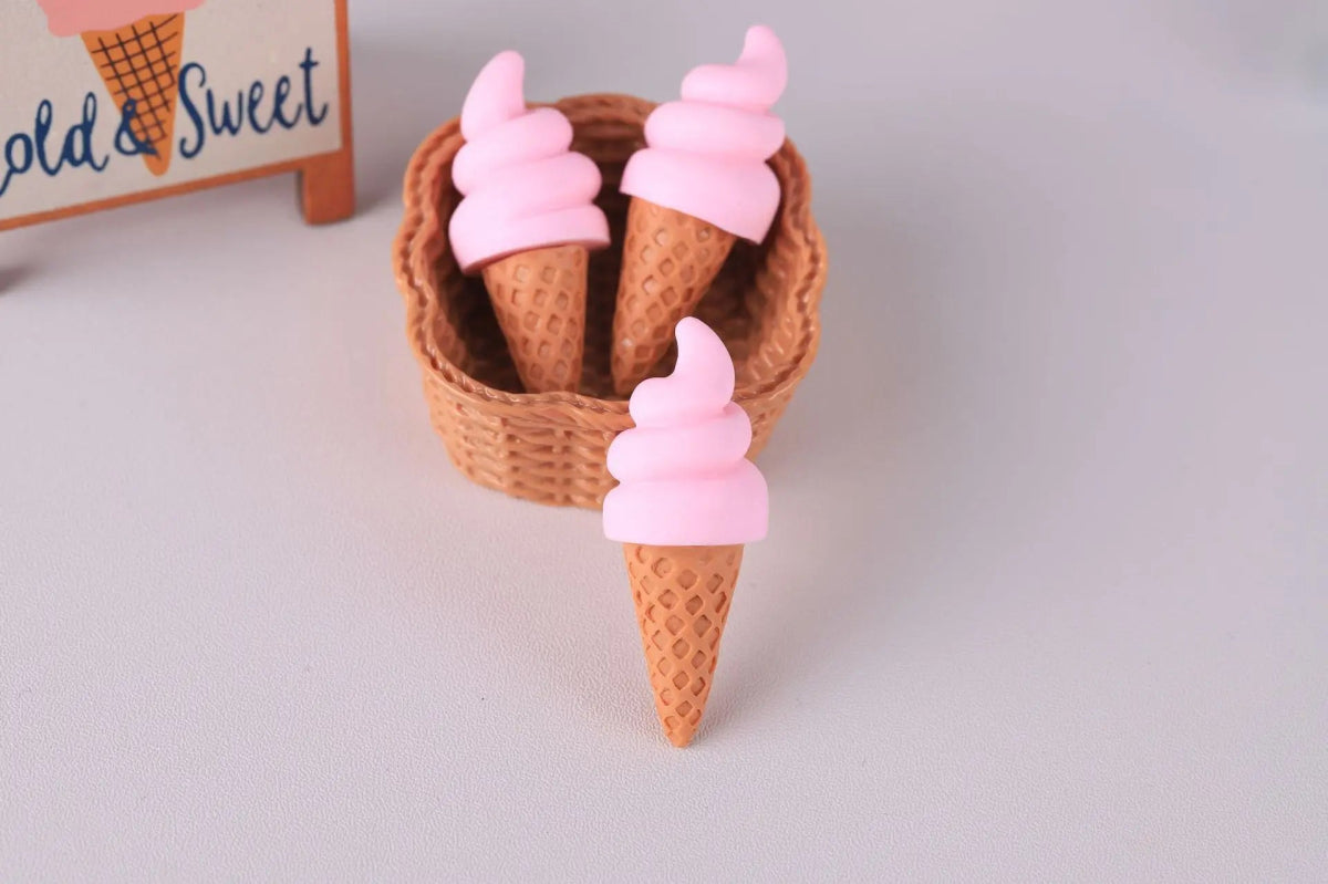 3 Mini Cônes de Glace en Résine | Décor Miniature pour Maison de Poupée, Suspension - Décoration Réaliste KAWAHIP Charms - KAWAII FAVIE
