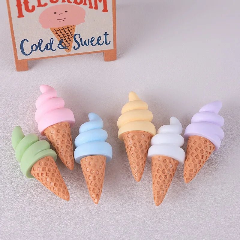 3 Mini Cônes de Glace en Résine | Décor Miniature pour Maison de Poupée, Suspension - Décoration Réaliste KAWAHIP Charms - KAWAII FAVIE