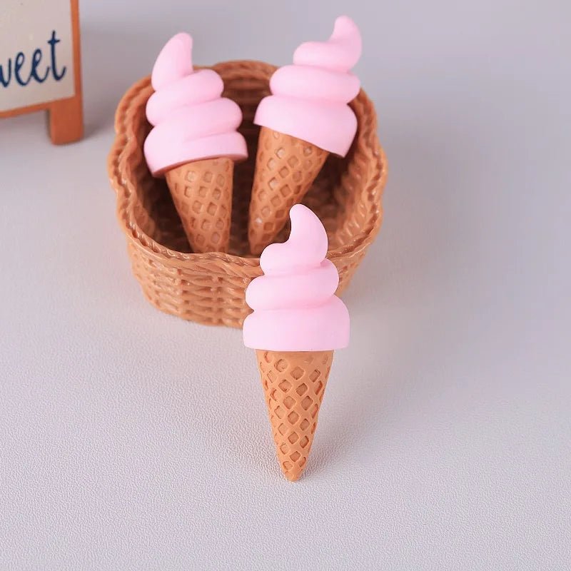3 Mini Cônes de Glace en Résine | Décor Miniature pour Maison de Poupée, Suspension - Décoration Réaliste KAWAHIP Charms - KAWAII FAVIE