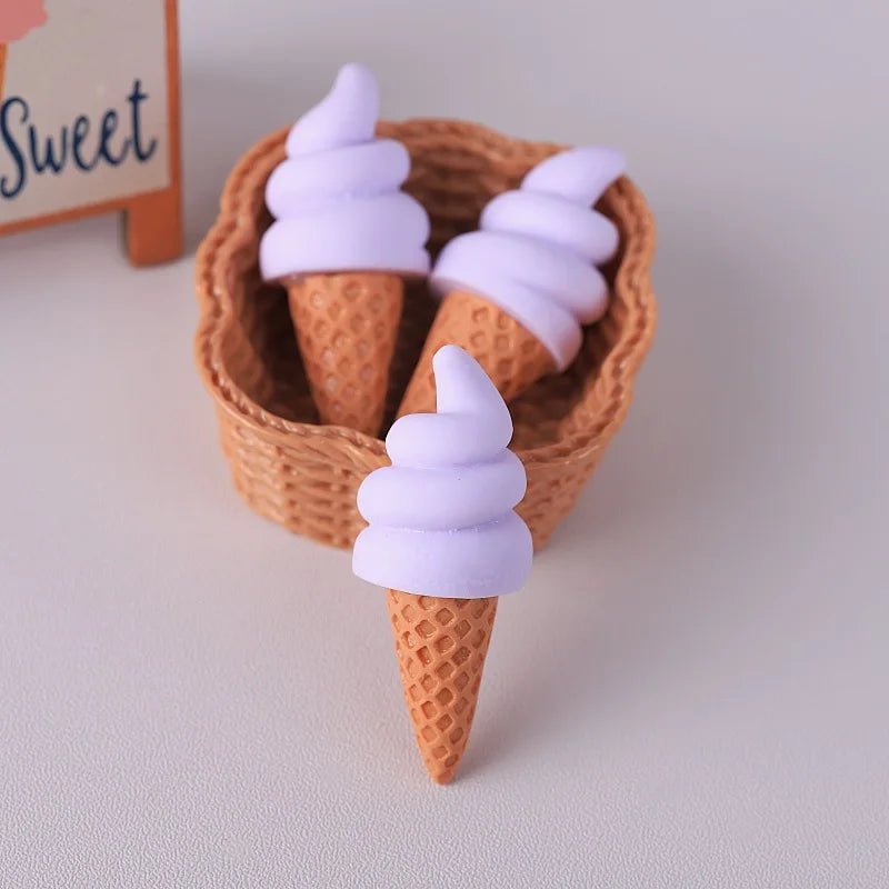 3 Mini Cônes de Glace en Résine | Décor Miniature pour Maison de Poupée, Suspension - Décoration Réaliste KAWAHIP Charms - KAWAII FAVIE