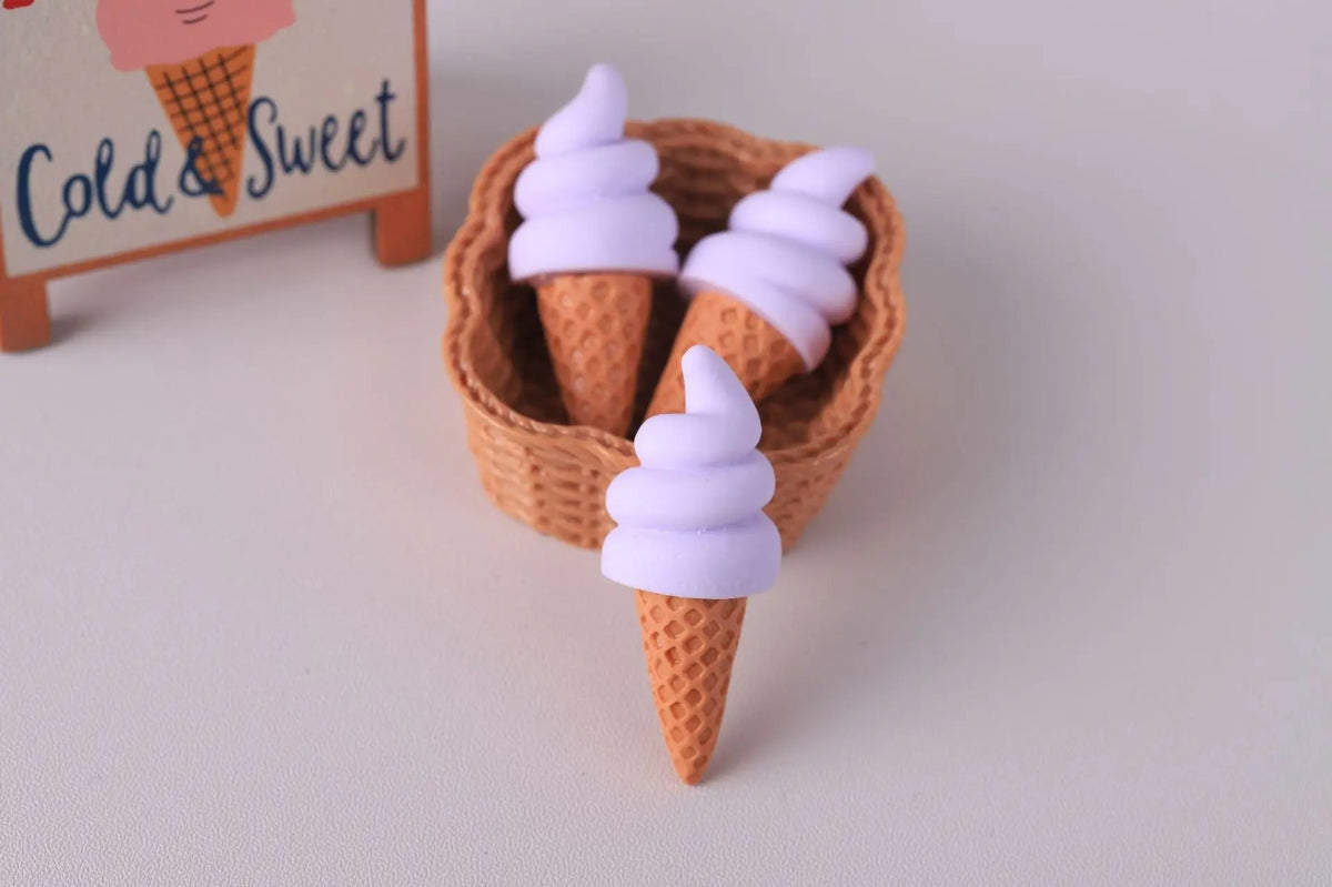3 Mini Cônes de Glace en Résine | Décor Miniature pour Maison de Poupée, Suspension - Décoration Réaliste KAWAHIP Charms - KAWAII FAVIE