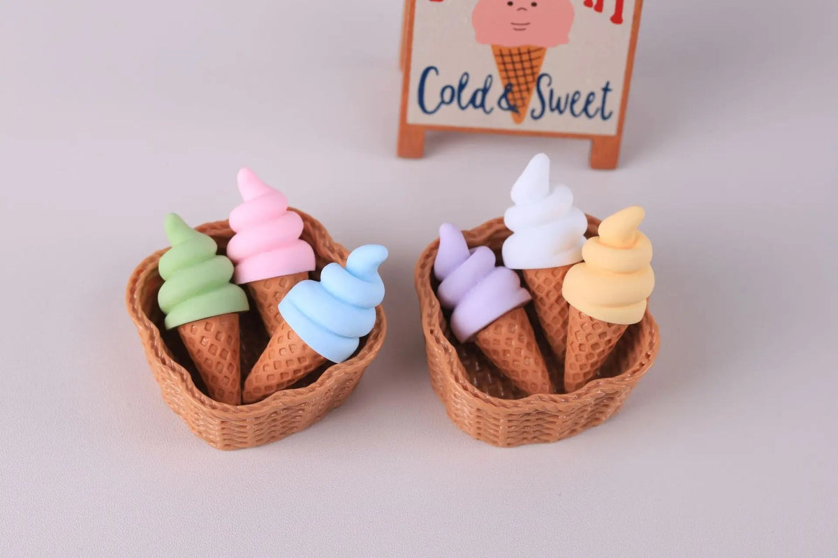 3 Mini Cônes de Glace en Résine | Décor Miniature pour Maison de Poupée, Suspension - Décoration Réaliste KAWAHIP Charms - KAWAII FAVIE