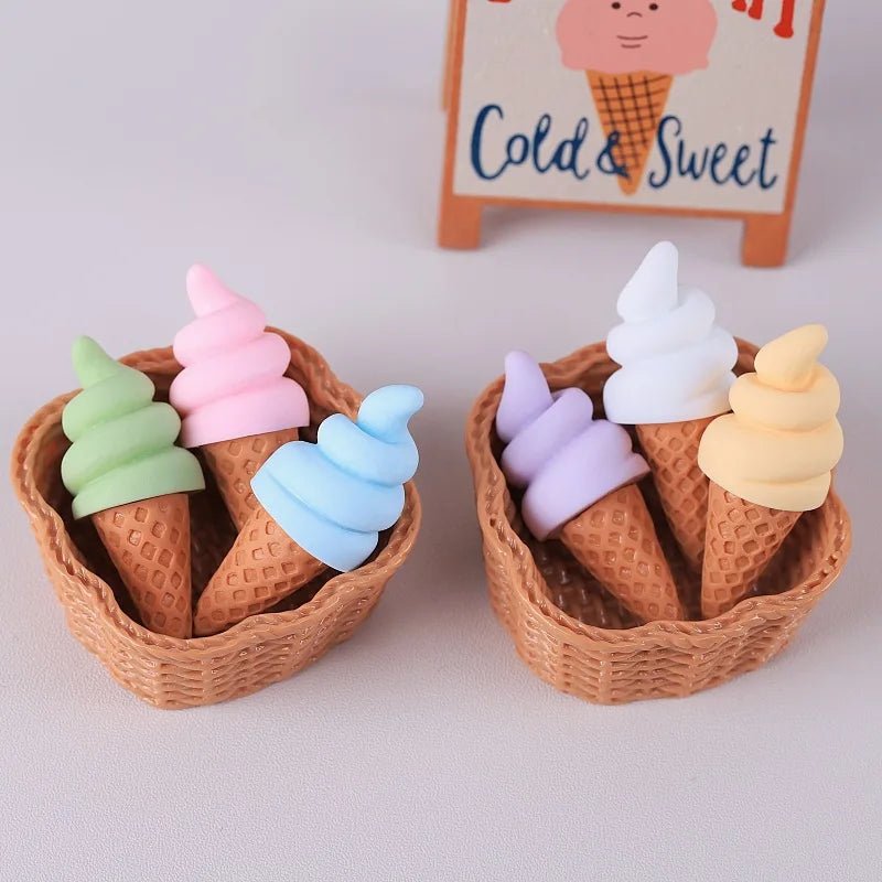 3 Mini Cônes de Glace en Résine | Décor Miniature pour Maison de Poupée, Suspension - Décoration Réaliste KAWAHIP Charms - KAWAII FAVIE