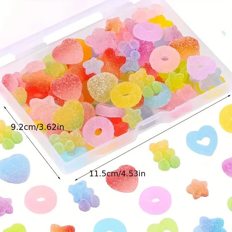 50 Charmes Bonbon Assortis | Perles Plates en Résine Gélifiée Souple - DIY, Coques Téléphone, Nail Art KAWAHIP Charms - KAWAII FAVIE