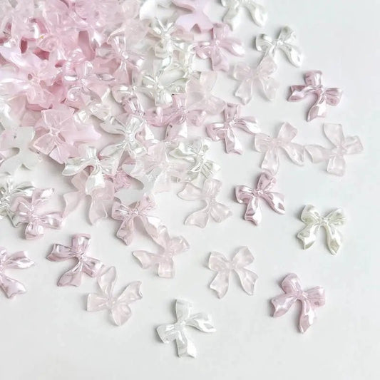 50 Charms pour Ongles et Bijoux Ballerina Bow 3D | Nœuds Résine Nacrée Brillante - Décoration Manucure DIY KAWAHIP Charms - KAWAII FAVIE