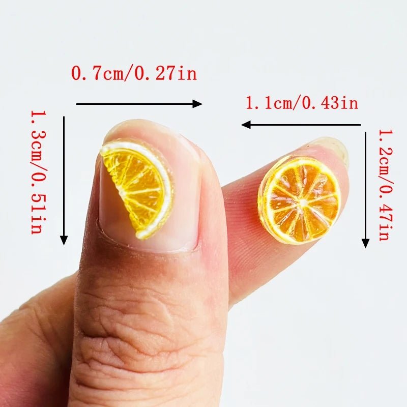 50 Pièces Mini Oranges et Tranches de Citron Cartoon en Résine | Dos Plat - DIY Scrapbook, Décoration Ongles, Cadeaux Festifs KAWAHIP Charms - KAWAII FAVIE