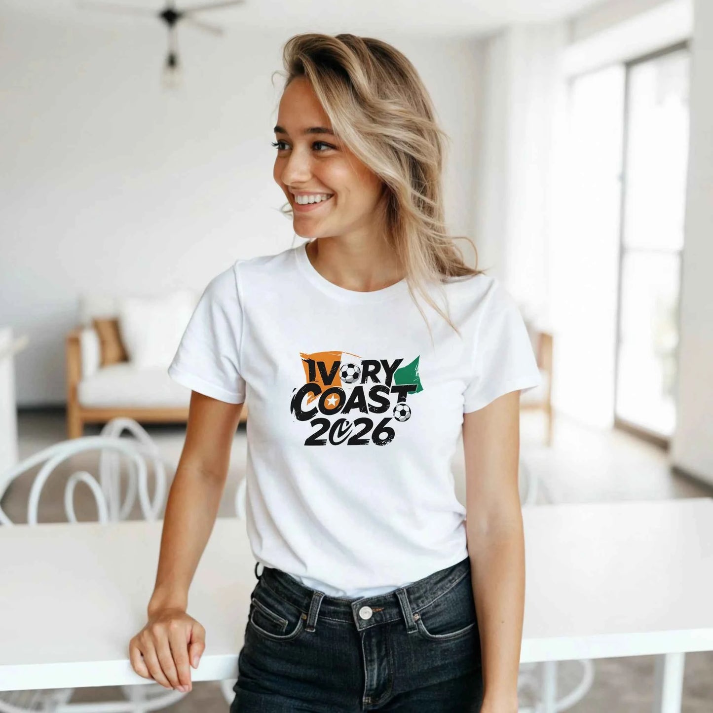 T-shirt Côte d'Ivoire 2026 - Design Coupe du Monde Football | Maillot Supporters Sélection Nationale Femme