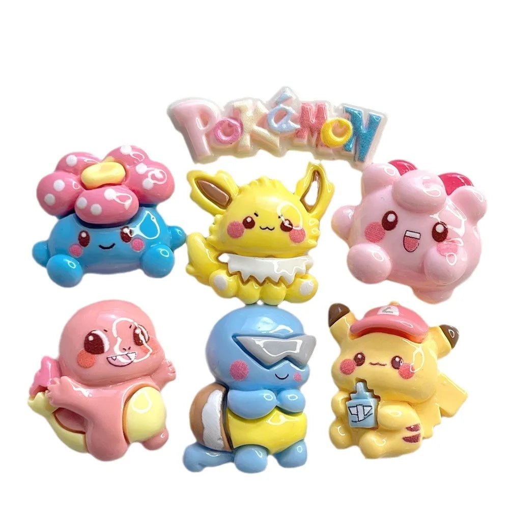 6pcs accessoires DIY pour bijoux et coque téléphone en résine 3cm | Modèle Collection Pokémon - Miniature Décorative - KAWAHIP Charms - KAWAII FAVIE