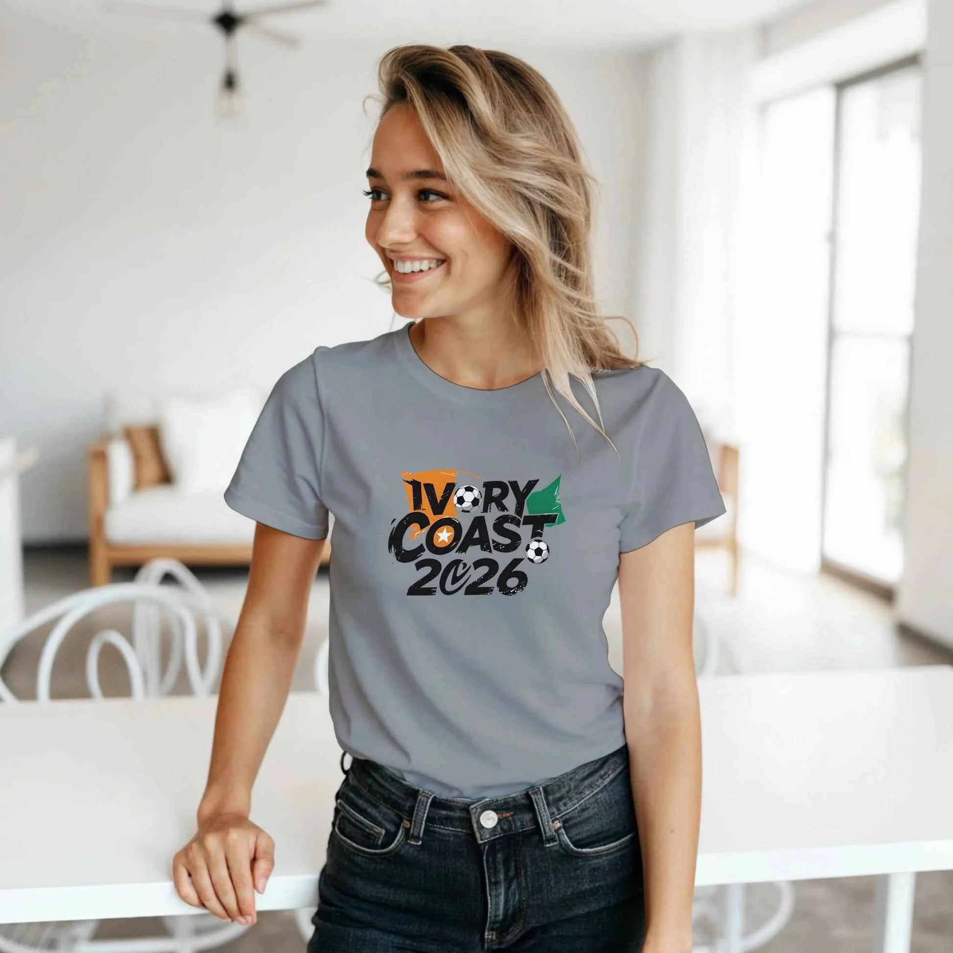 T-shirt Côte d'Ivoire 2026 - Design Coupe du Monde Football | Maillot Supporters Sélection Nationale Femme