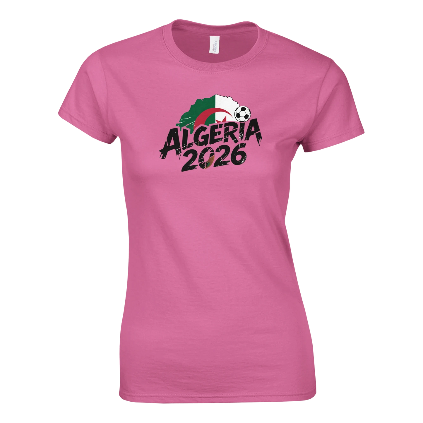 T-shirt Algérie 2026 Grunge - Design Coupe du Monde | Maillot Supporters Vert et Rouge pour femme