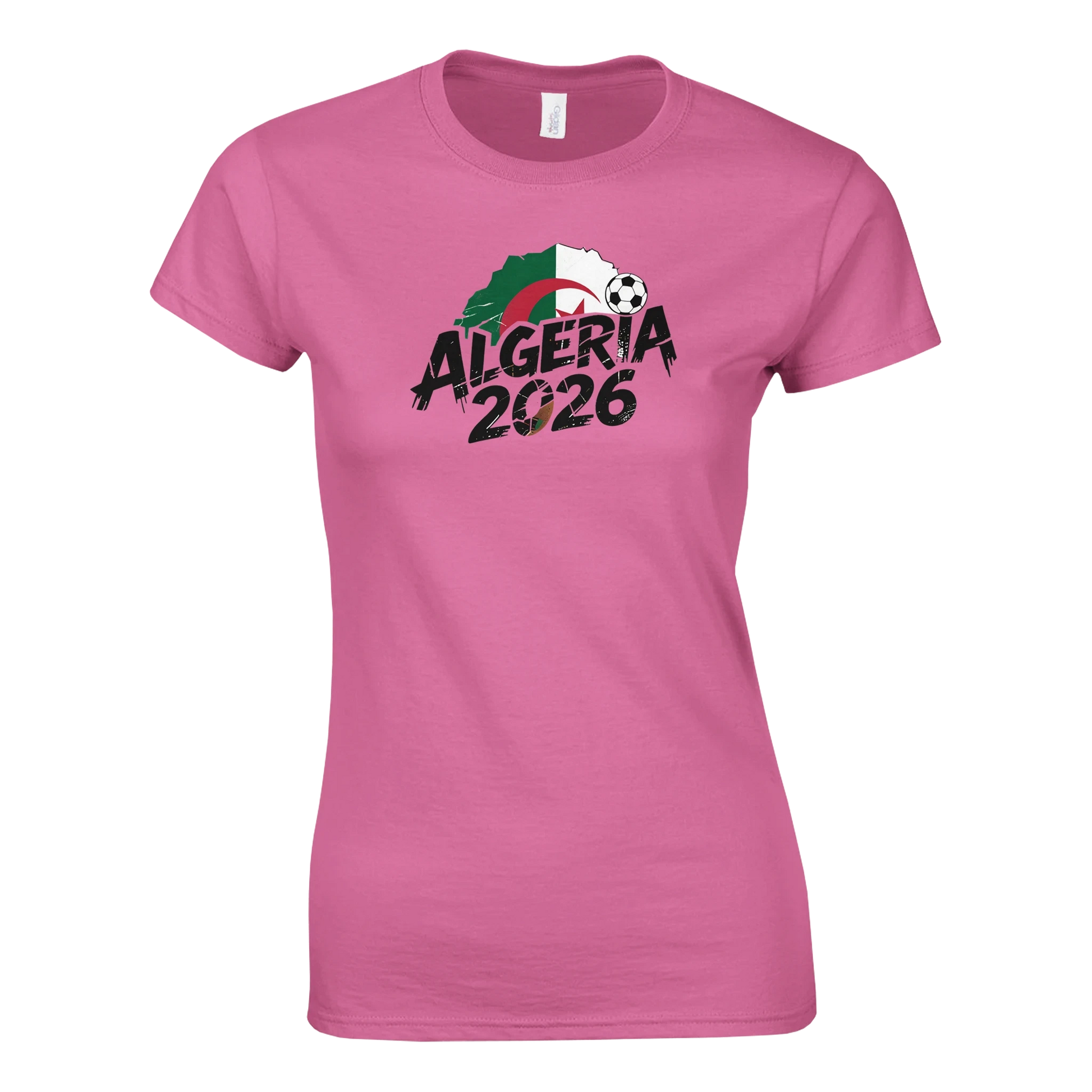 T-shirt Algérie 2026 Grunge - Design Coupe du Monde | Maillot Supporters Vert et Rouge pour femme