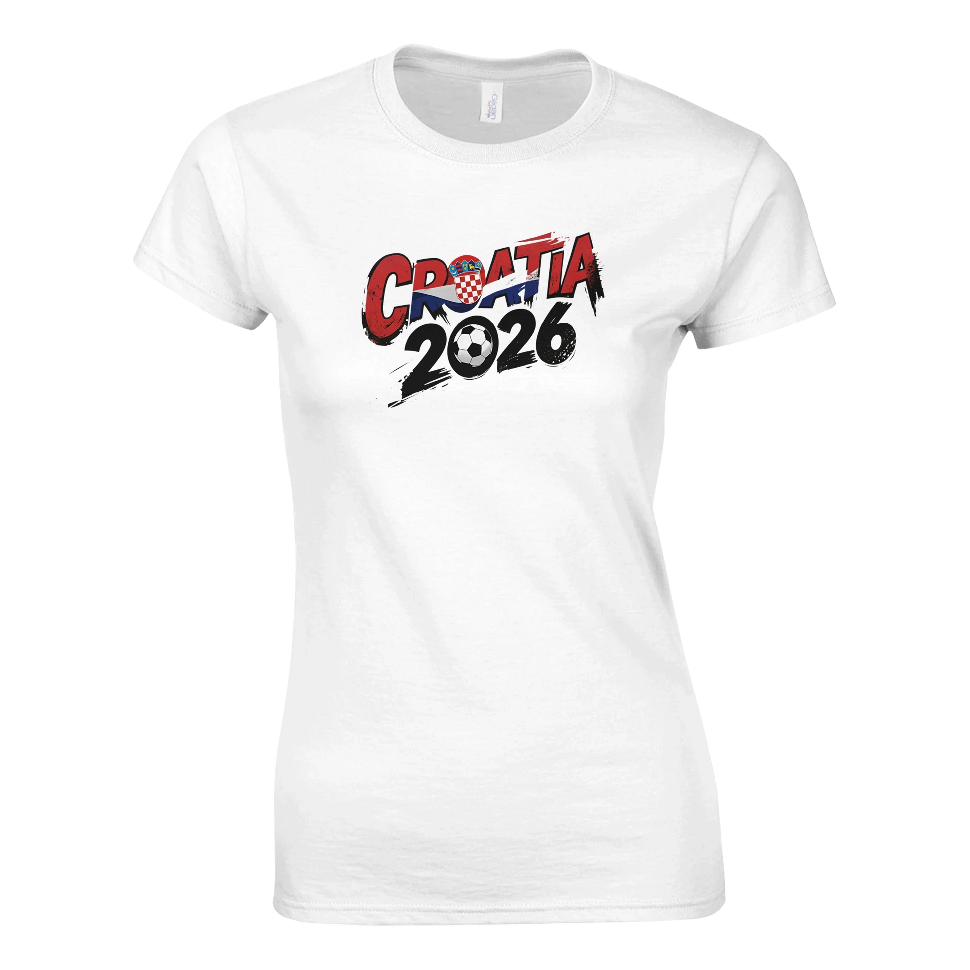 T-shirt Croatie 2026 - Design Coupe du Monde Football | Maillot Supporters Sélection Nationale Femme - Style Grunge & Urbain